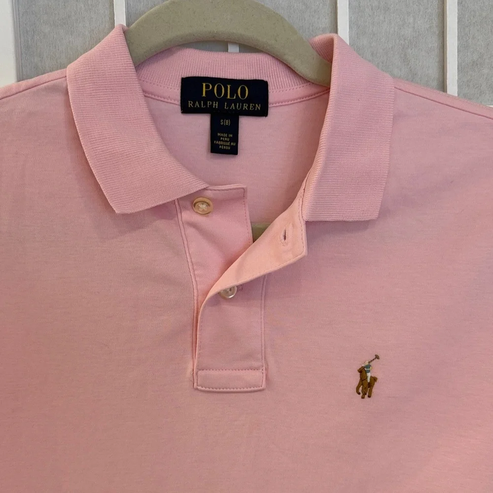 Polo Ralph Lauren Boys Soft Cotton Carmel  Pink Polo Shirt